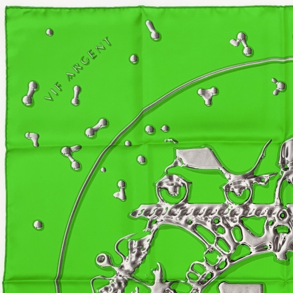 NWT Hermes Silk Scarf Carre 90 "Vif Argent" in Green - Picture 8 of 11